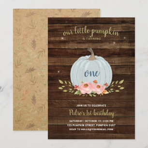 Little Pumpkin One 1st Birthday Party Boy Rustic Invitation