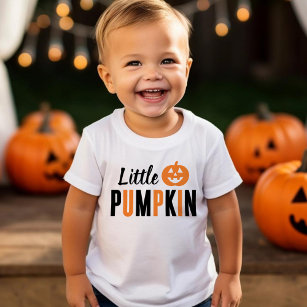 Little Pumpkin Orange and Black Modern Halloween Baby T-Shirt