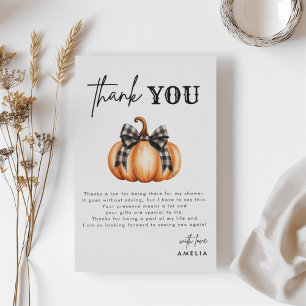 Little Pumpkin Orange Autumn Baby Shower Thank You Card