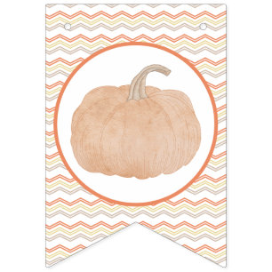 Little Pumpkin Orange Chevron Birthday Party Bunting