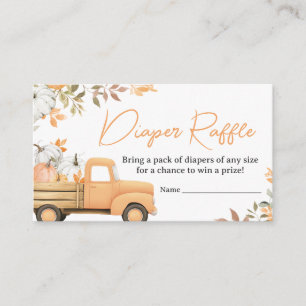Little Pumpkin Orange Truck Fall Diaper Raffle Enclosure Card