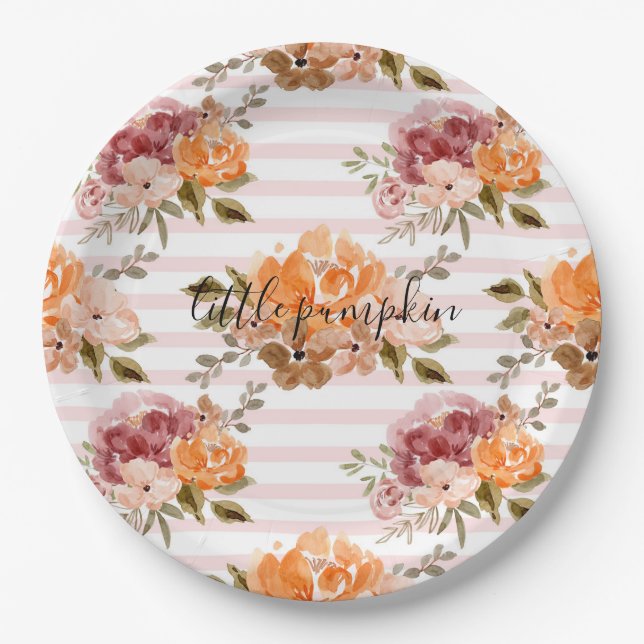 Little Pumpkin Paper Plates Pumpkin Baby Shower (Front)