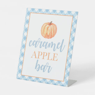 Little Pumpkin Pastel blue Fall Birthday Food Pede Pedestal Sign