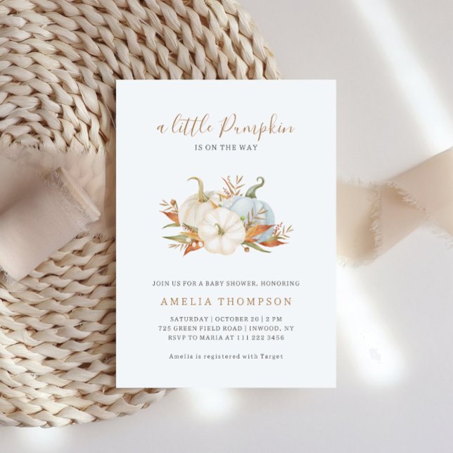 Little Pumpkin Pastel Neutral Baby Shower Invitation (Creator Uploaded)