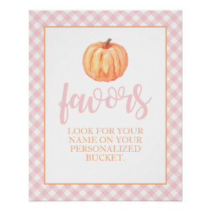 Little Pumpkin Pastel Pink Fall Birthday Favour Pe Poster