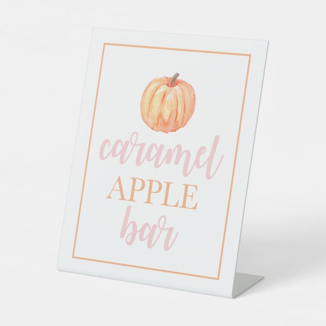 Little Pumpkin Pastel Pink Fall Birthday Food Pedestal Sign (Front)