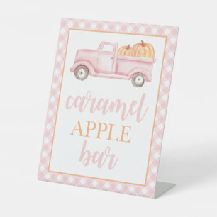 Little Pumpkin Pastel Pink Fall Birthday Food Pedestal Sign
