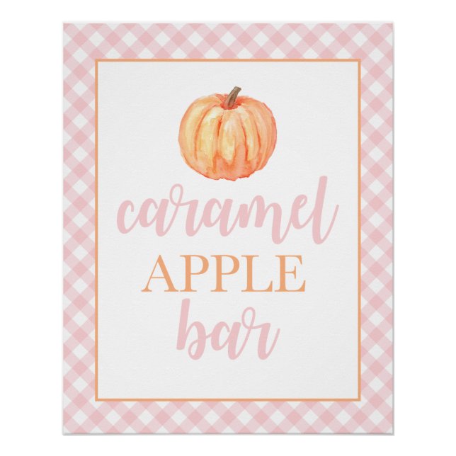 Little Pumpkin Pastel Pink Fall Birthday Food Poster (Front)