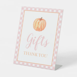 Little Pumpkin Pastel Pink Fall Birthday Gifts Ped Pedestal Sign