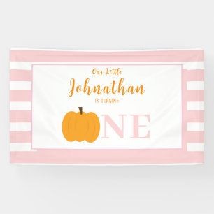 Little Pumpkin Pastel Pink First Birthday  Banner