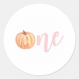 Little Pumpkin pastel pink first birthday Classic Round Sticker