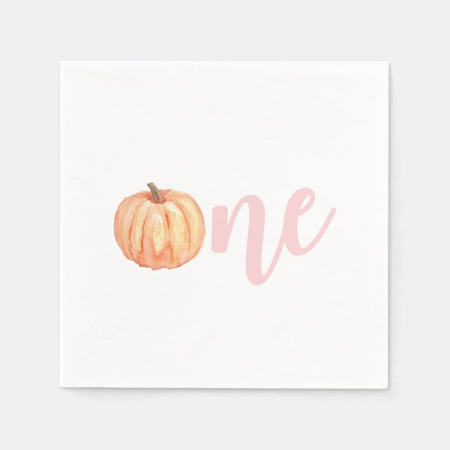Little Pumpkin pastel pink first birthday Napkin (Front)