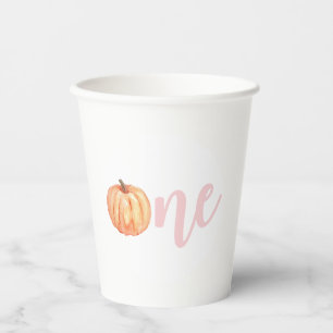 Little Pumpkin pastel pink first birthday Paper Cups
