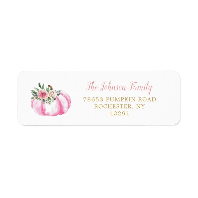 Little Pumpkin Pastel Pink Floral Return Address (Front)