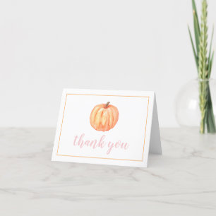 Little Pumpkin pastel pink plaid first birthday Thank You Card