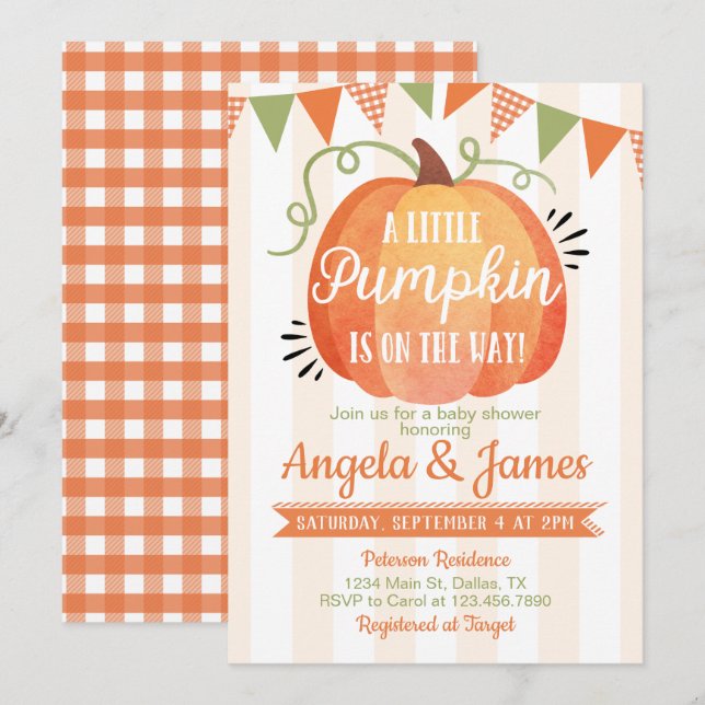 Little Pumpkin Patch Baby Shower Invitation (Front/Back)