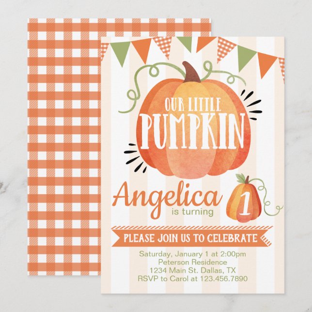 Little Pumpkin Patch Birthday Party Invitation (Front/Back)