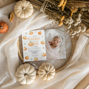 Little Pumpkin Photo 1st Birthday Invite