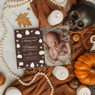 Little Pumpkin Photo 1st Birthday Invite