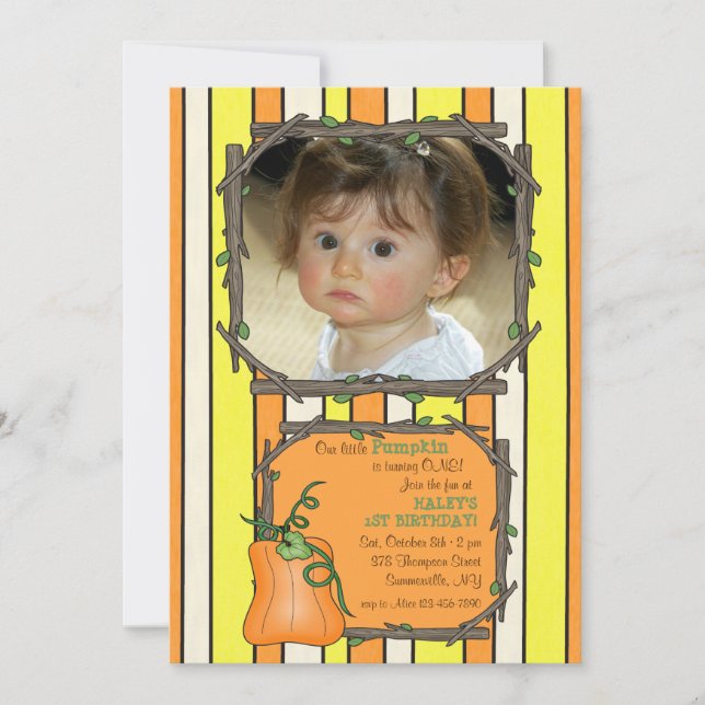 Little Pumpkin Photo Invitation (Front)