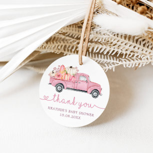 Little Pumpkin Pink Autumn Baby Shower Favour Tag
