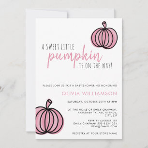 Little pumpkin pink baby girl shower invitation