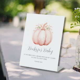 Little Pumpkin Pink Baby Shower Books For Baby  Pedestal Sign