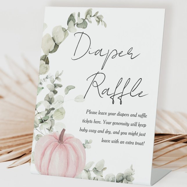 Little Pumpkin Pink Baby Shower Diaper Raffle Sign (Creator Uploaded)