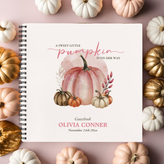 Little Pumpkin Pink Baby Shower Guest Gift List   Notebook (Creator Uploaded)