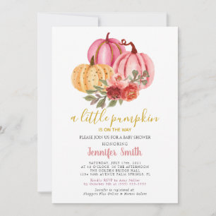Little Pumpkin Pink Baby Shower Invitation