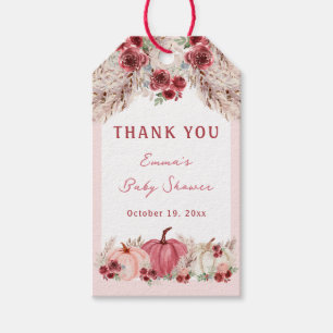 Little Pumpkin Pink Baby Shower Marsala tags