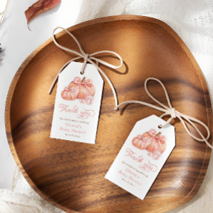 Little Pumpkin Pink Bow Baby Shower Thank You Gift Gift Tags