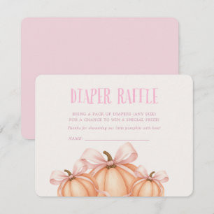 Little Pumpkin, pink bow, Coquette diaper raffle Invitation