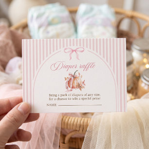 Little Pumpkin Pink Bow Girl Baby Shower Enclosure Card