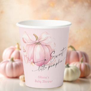 Little Pumpkin Pink Bow Girl Baby Shower Paper Cups