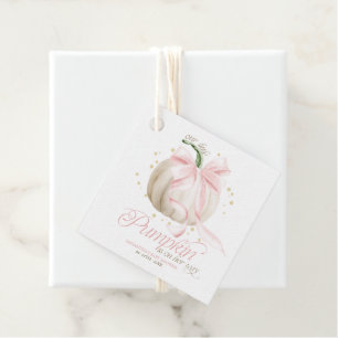 Little Pumpkin Pink Bow Personalised Baby Shower Favour Tags