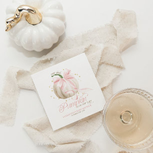 Little Pumpkin Pink Bow Personalised Baby Shower Napkin