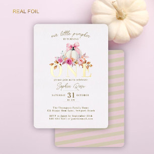 Little Pumpkin Pink Bow Roses 1st Birthday Gold