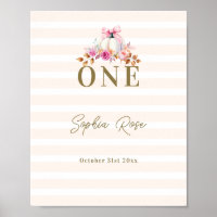Little Pumpkin Pink Bow Roses 1st Birthday Welcome