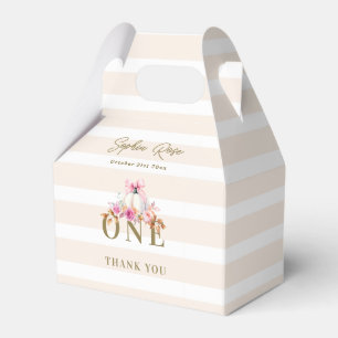 Little Pumpkin Pink Bow Roses 1st Elegant Birthday Favour Box