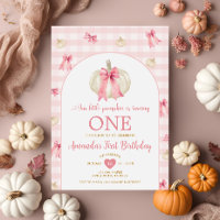 Little Pumpkin Pink Bowtie Gingham First Birthday
