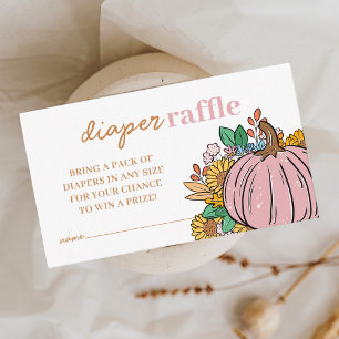Little Pumpkin Pink Diaper Raffle Baby Shower Enclosure Card