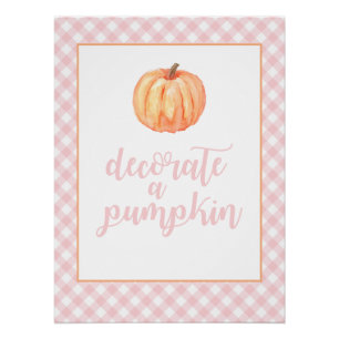 Little Pumpkin Pink Fall Birthday Decorate pumpkin Poster
