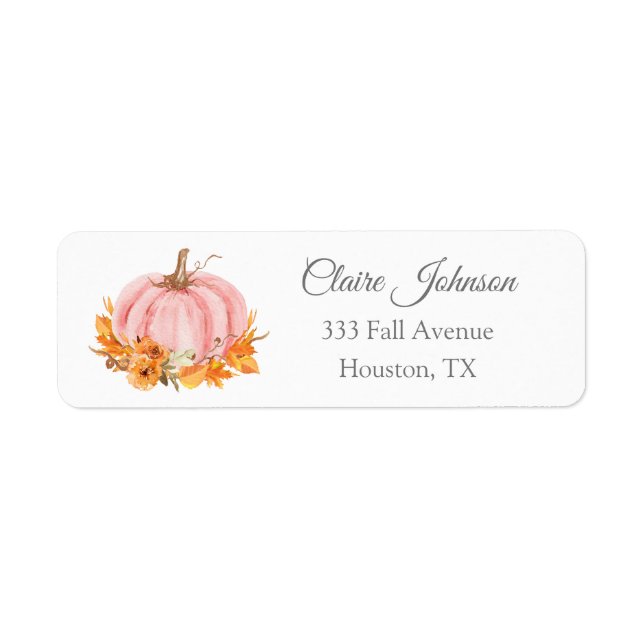 Little Pumpkin Pink Fall Girl Baby Address Label  (Front)