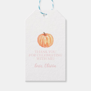 Little Pumpkin pink  first birthday Gift Tags