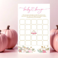 Little Pumpkin Pink Floral Baby Shower Bingo Game