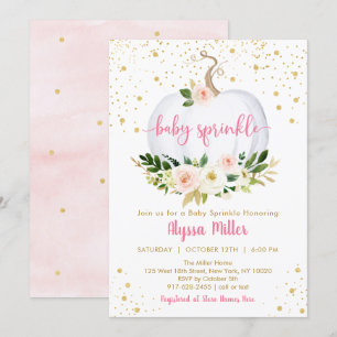 Little Pumpkin Pink Floral Baby Sprinkle Invitation