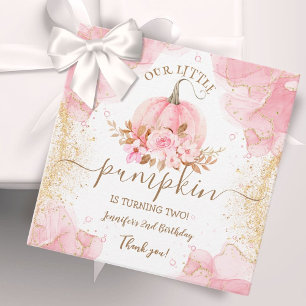 Little Pumpkin Pink Floral Girl Fall 2nd Birthday  Favour Tags