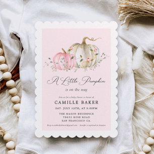Little Pumpkin Pink Girl Baby Shower Invitation