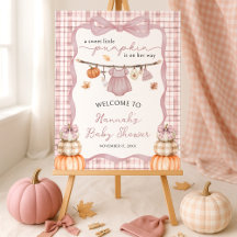 Little Pumpkin Pink Girl Baby Shower Welcome Sign